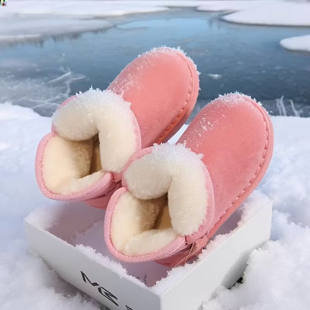 Girls Round Front Solid Fabric Winter Boots