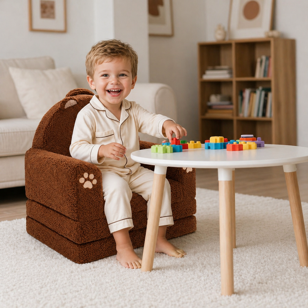 2 In 1 Convertible Soft Sherpa Fabric Toddler Chair