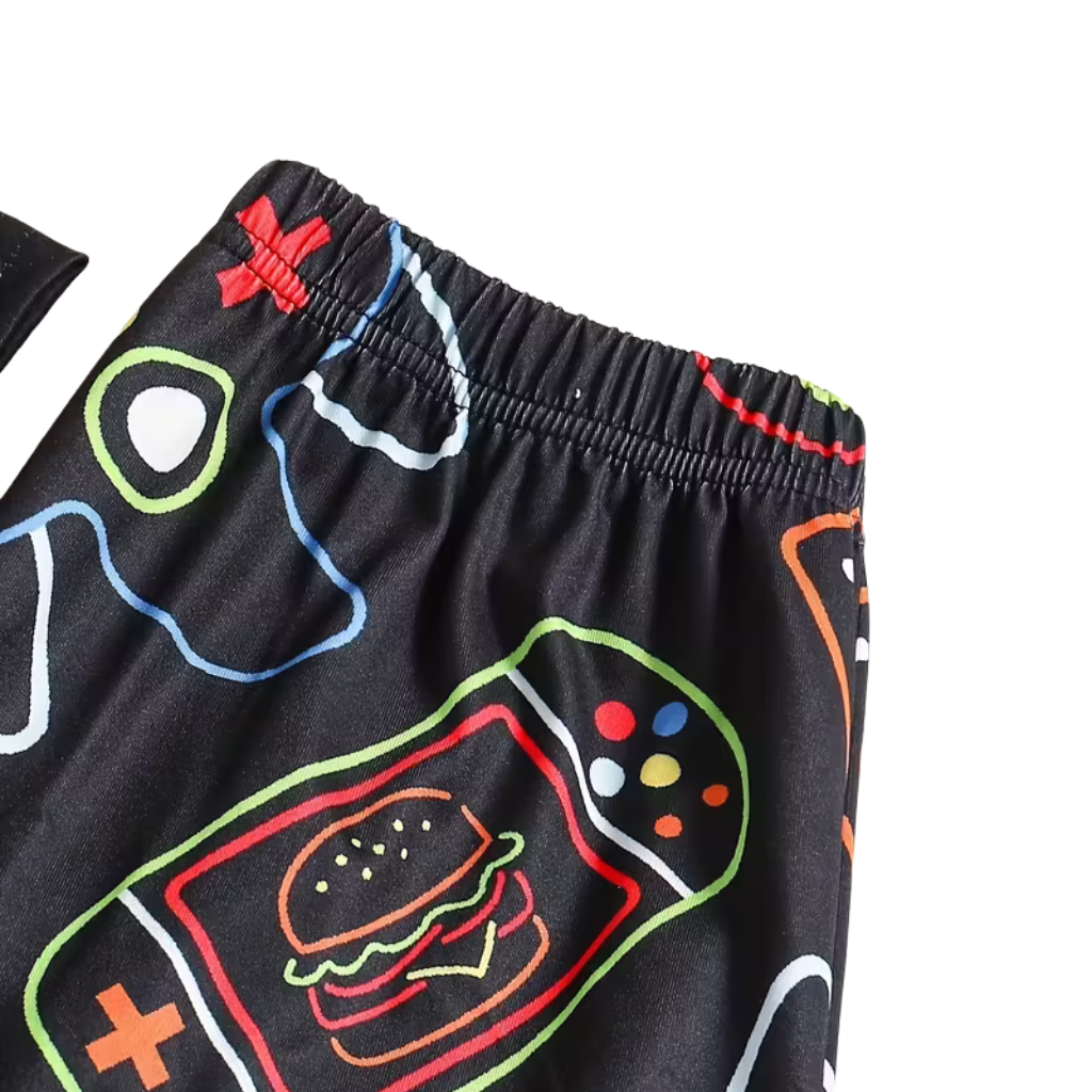 Boys Game Console Print Short Sleeve Pajama Set