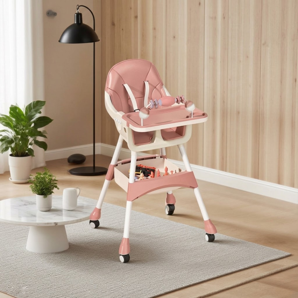 Babies And Toddlers Portable Multi Functional High Chair Lock Wheels