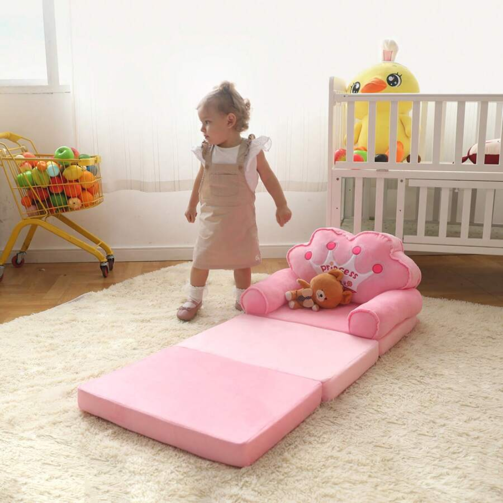 Toddlers Kids Foldable Sofa Bed Princess Chair