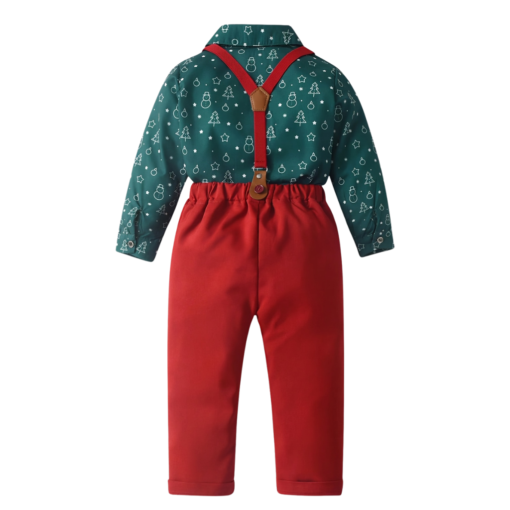 2 Piece Christmas Tree Themed Long Sleeve Shirt And Pants Set