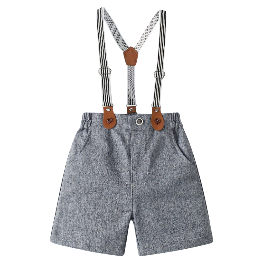 Baby Boys 2 Piece Of Printed Classic Shirt With Bow Tie And Shorts Outfit Set