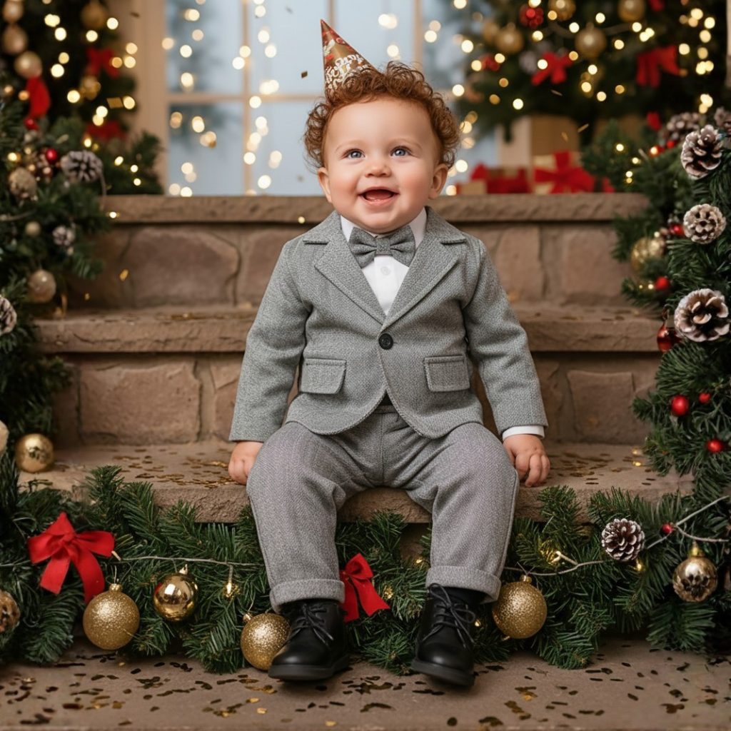 Boys 3 Piece Long Sleeve Shirt Blazer And Pant Set