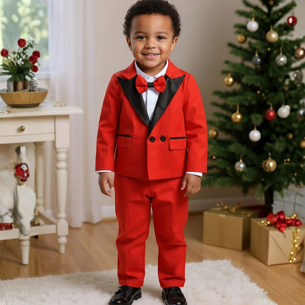 Boys Blazer Set With Bow Tie And Pant