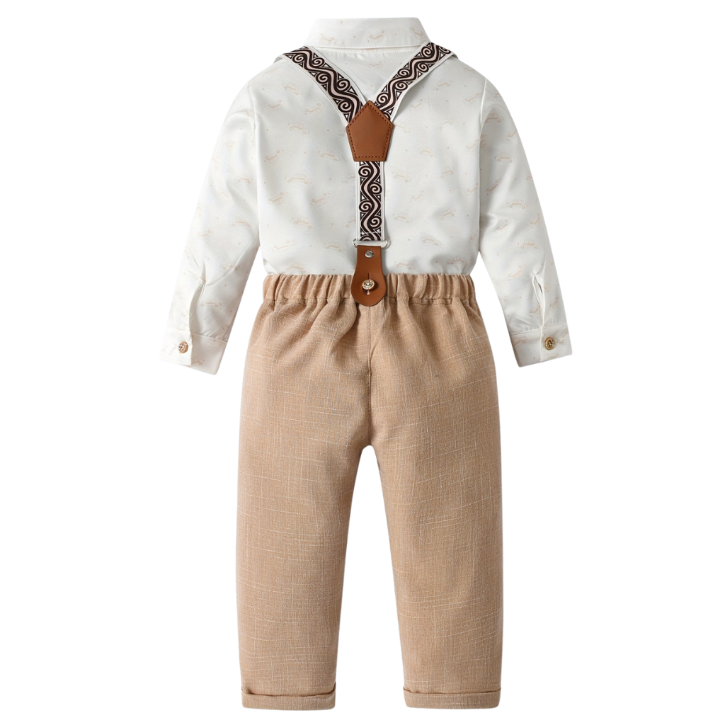 Boys 2 Piece Long Sleeve Shirt With Pants And Bow Tie Set