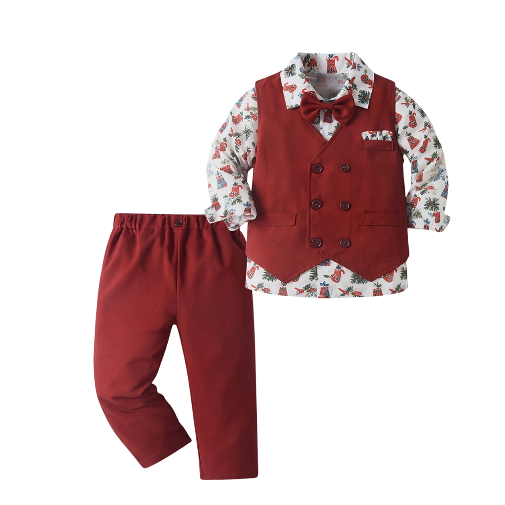 Baby Boys 3 Piece Of Classic Shirt Vest And Pants Formal Outfit Set