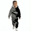 Boys Hoodie And Pants Set With Car Print Design