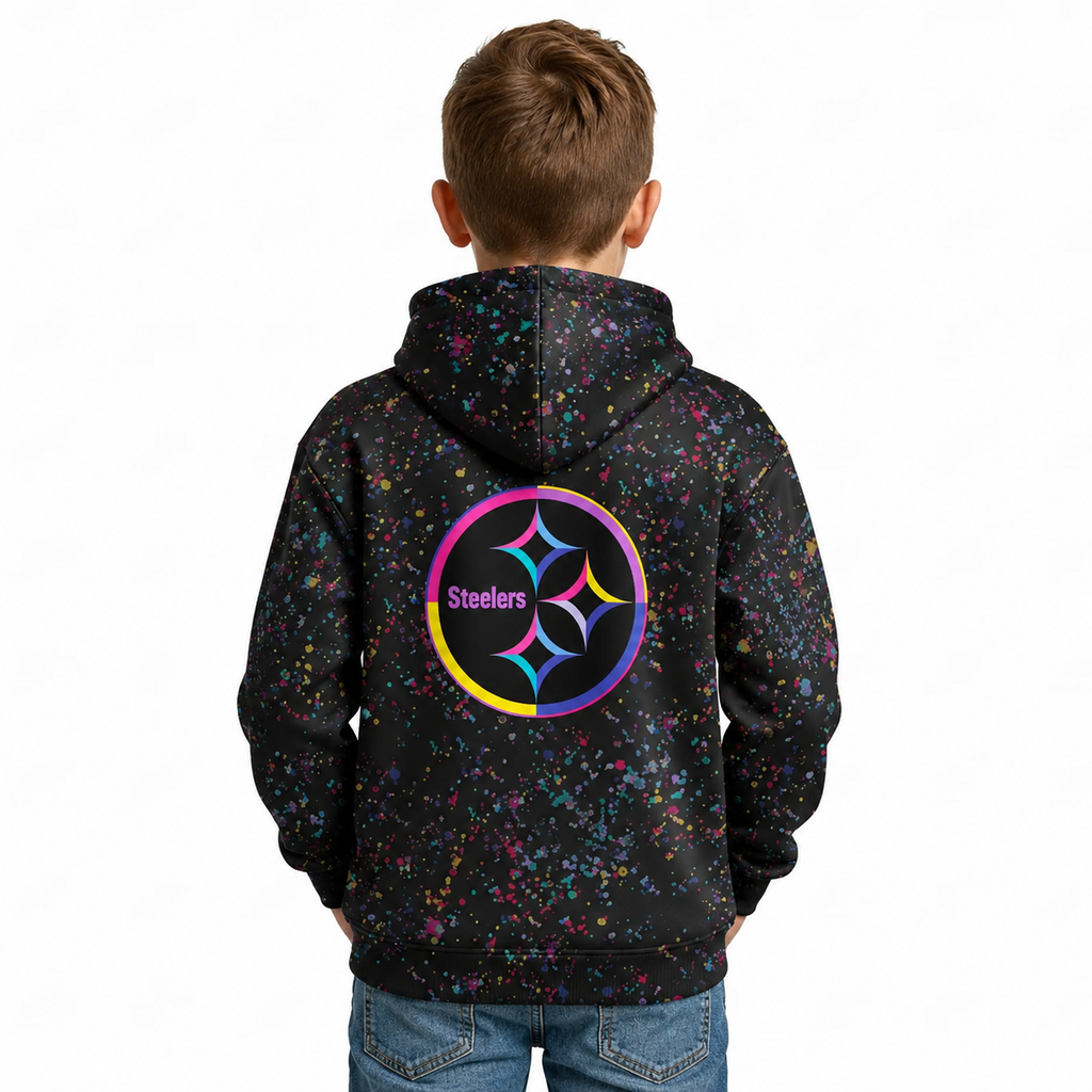 Pittsburgh Steelers Football Team Kids Themed Hoodie With Crucial Catch Design
