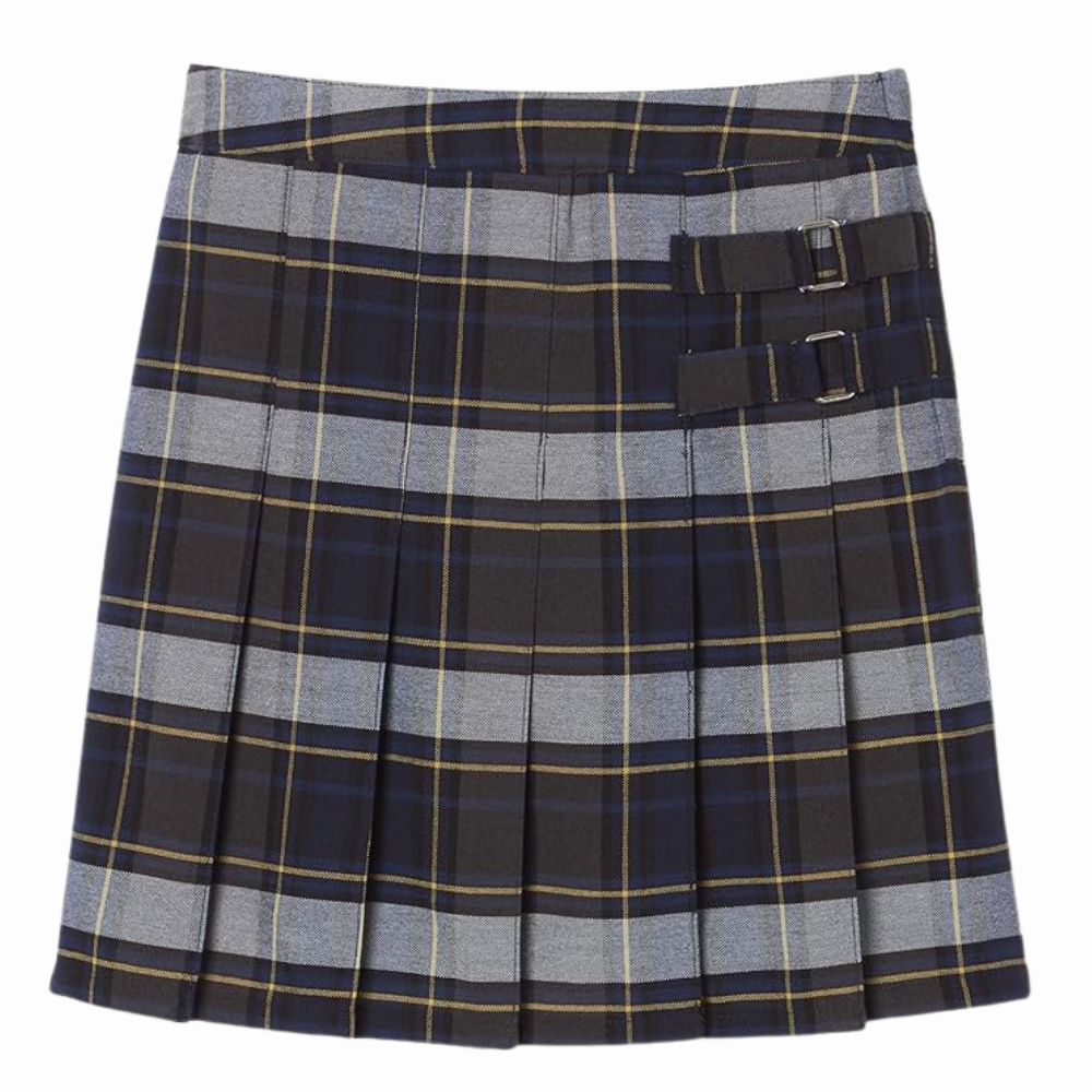 Girls Adjustable Waist Front Pleated Scooter Skirt With Built In Shorts