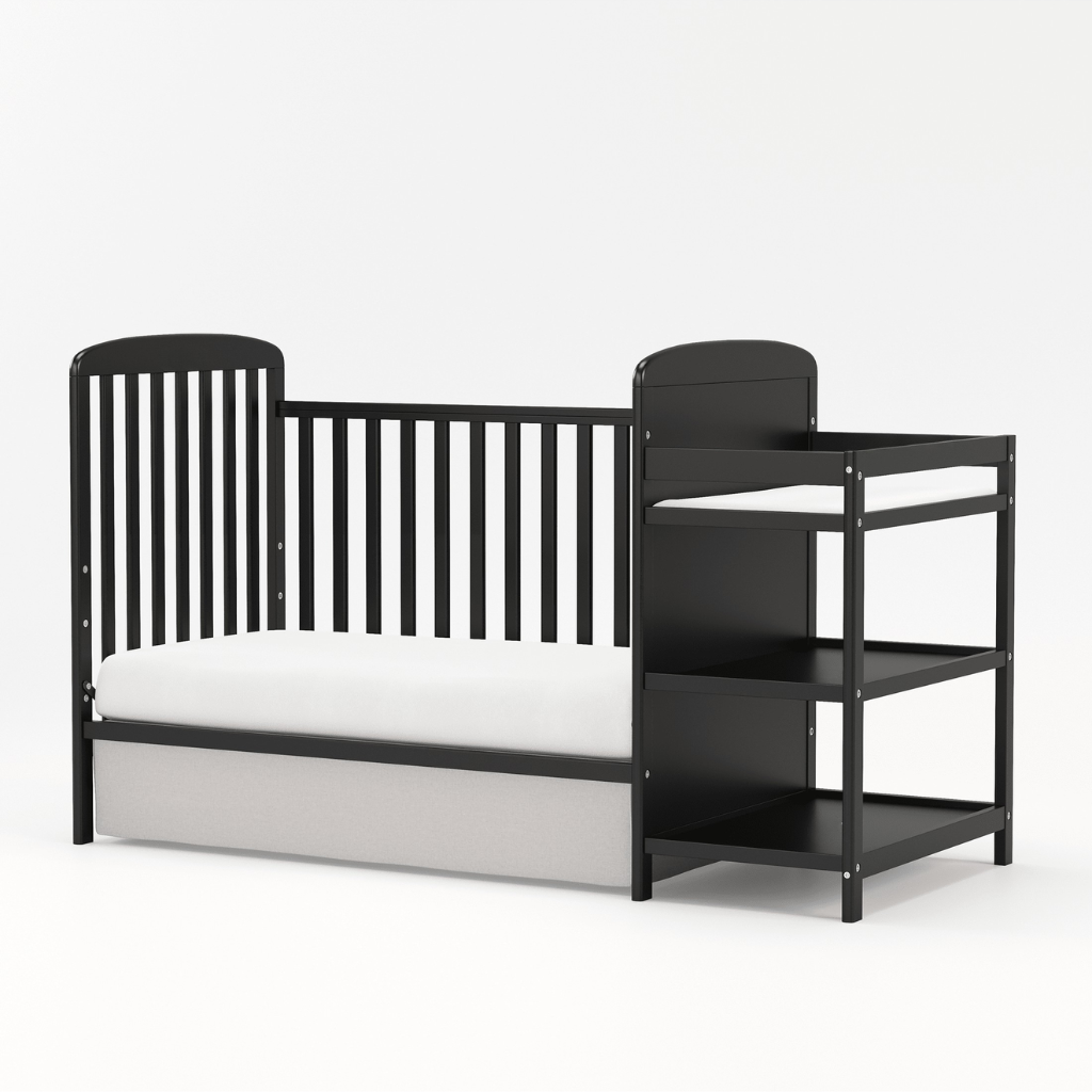 Babies 3 In 1 Convertible Crib With Changing Table Storage Shelves