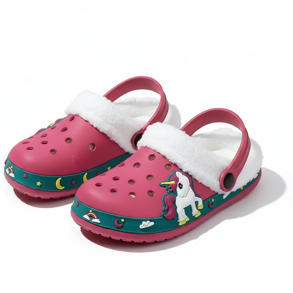 Kids Fur Lined Cartoon Clog