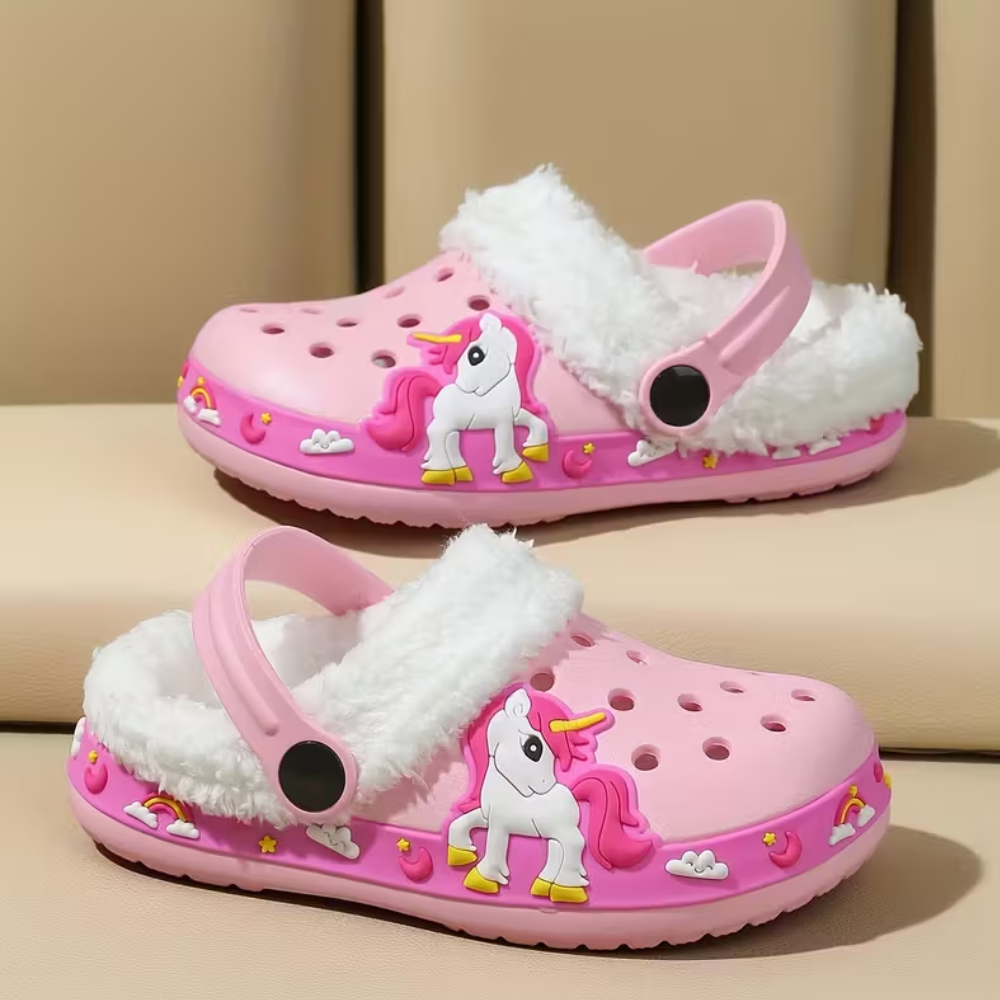 Kids Fur Lined Cartoon Clog