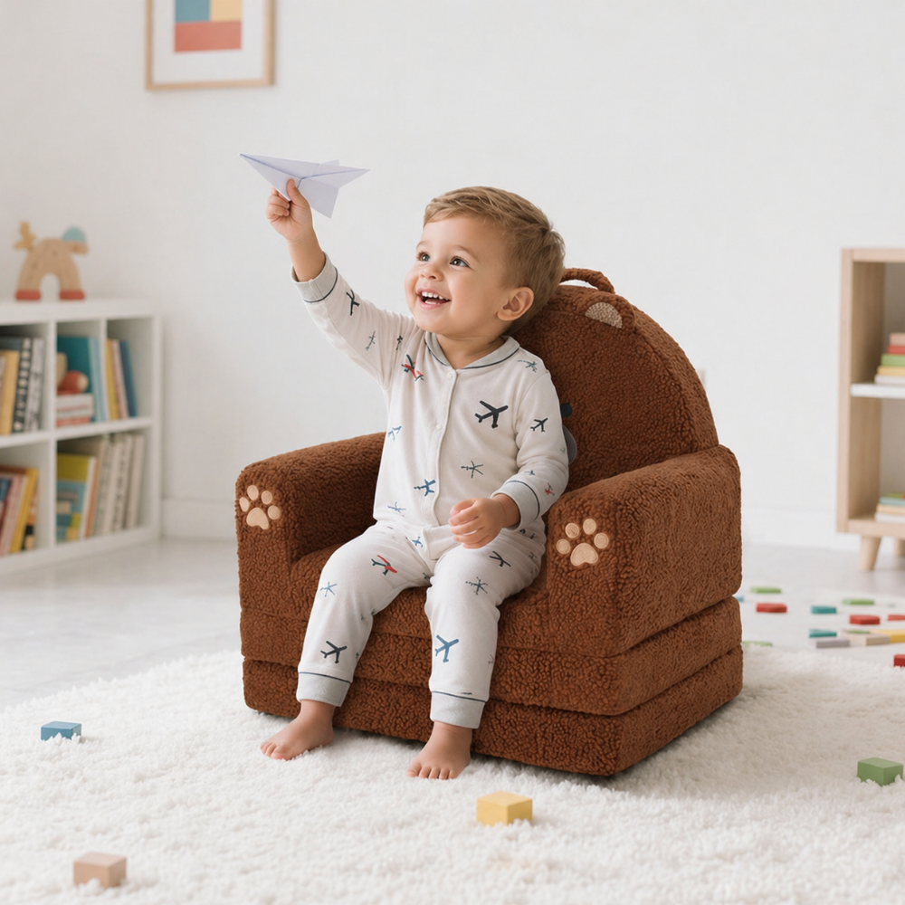2 In 1 Convertible Soft Sherpa Fabric Toddler Chair