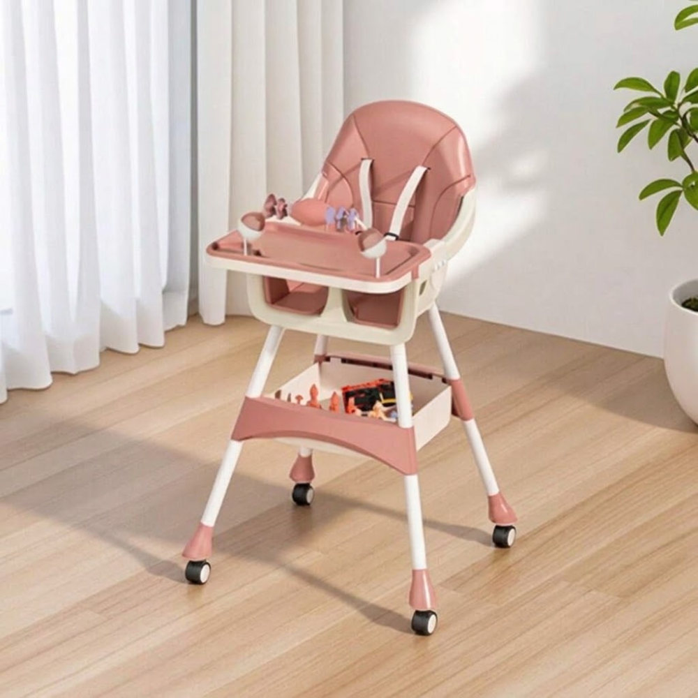 Babies And Toddlers Portable Multi Functional High Chair Lock Wheels