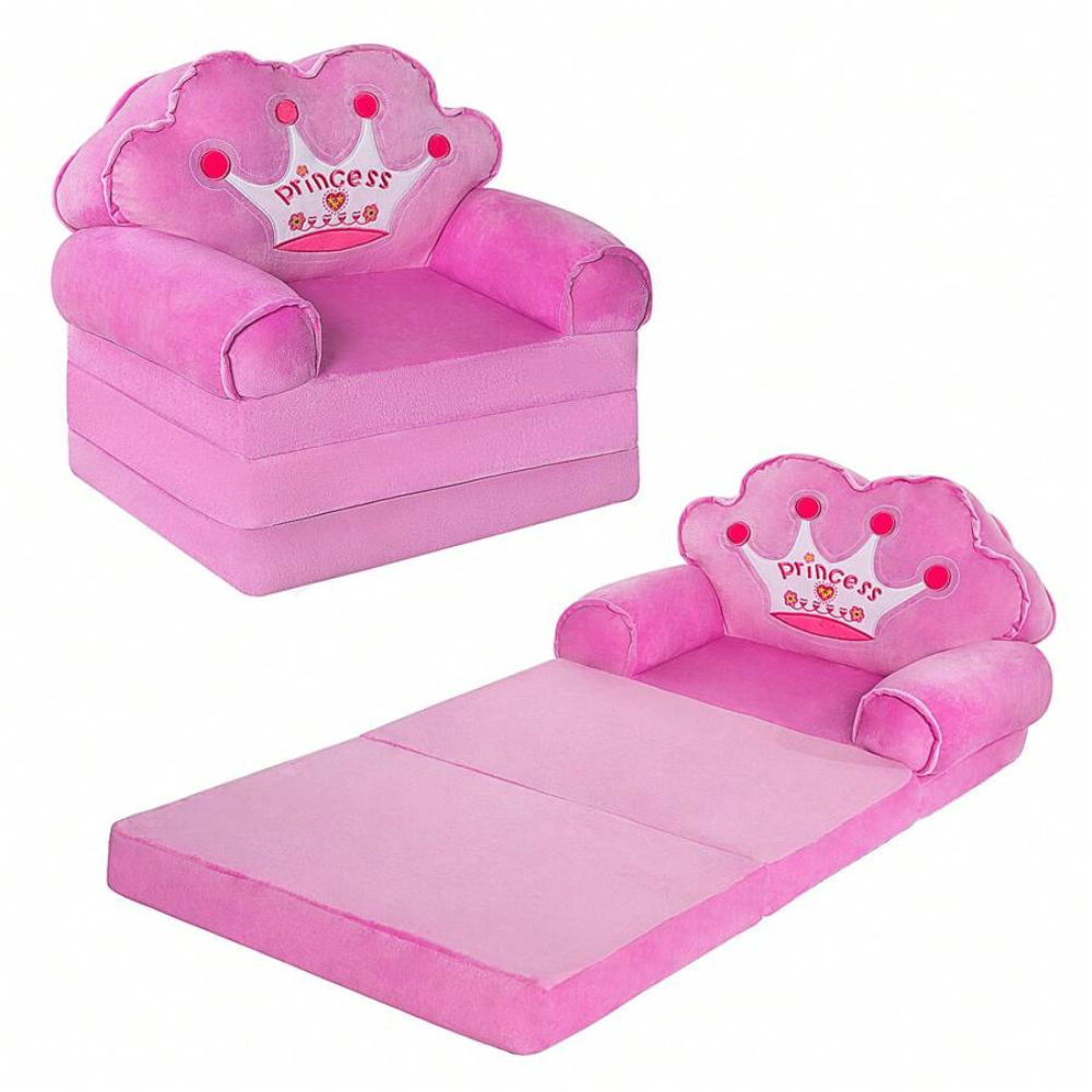 Toddlers Kids Foldable Sofa Bed Princess Chair