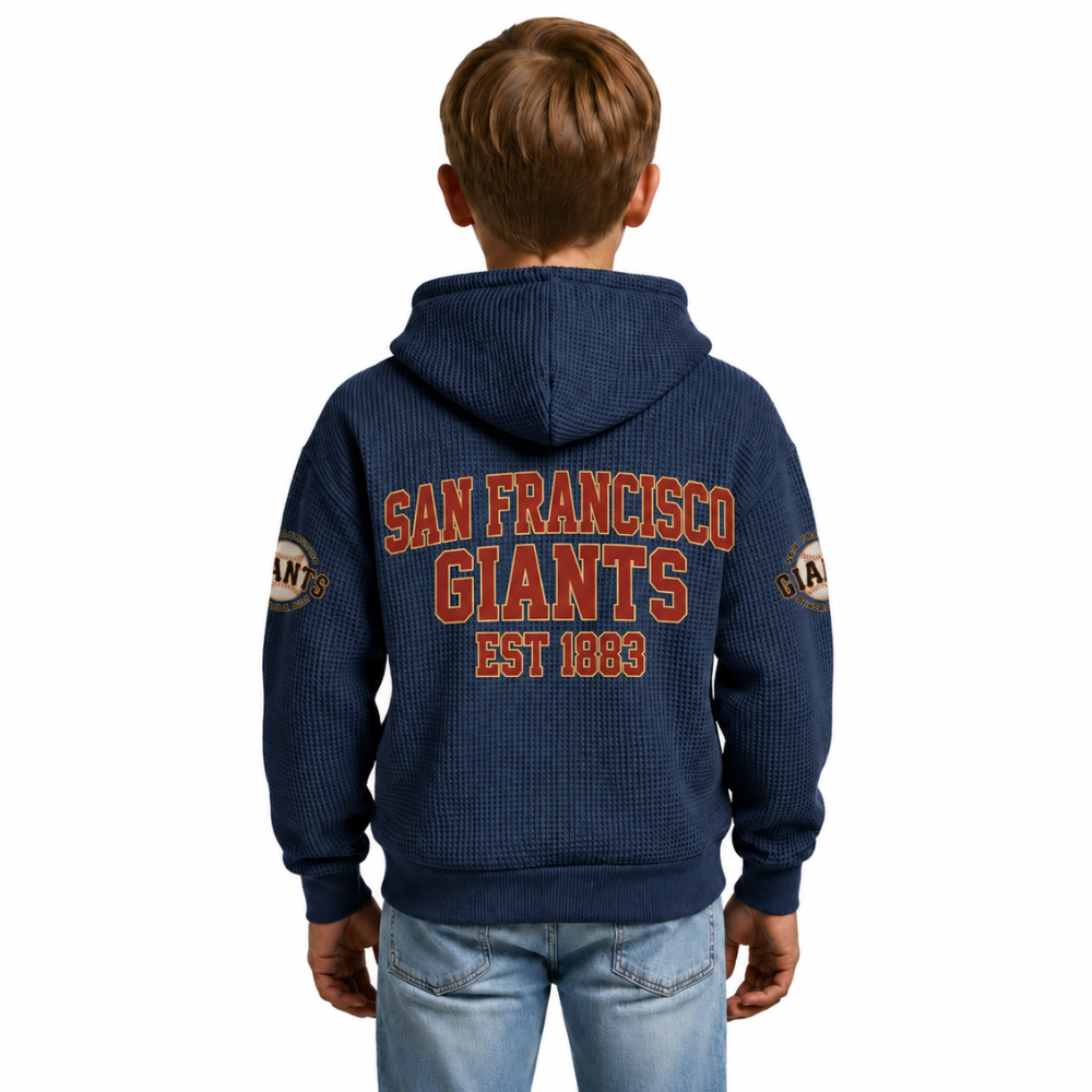 San Francisco Giants Kids Baseball Fan Printed Waffle Quarter Zip Hoodie EST 1883