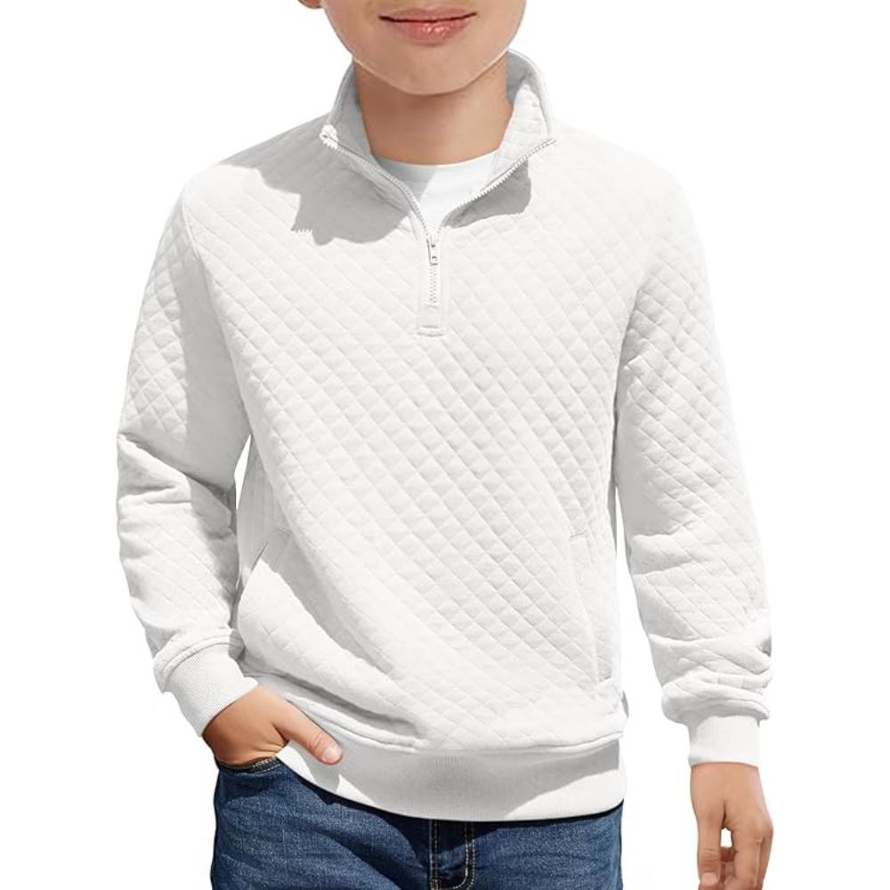 Boys Quilted Sweatshirt With Quarter Zip And Long Sleeves