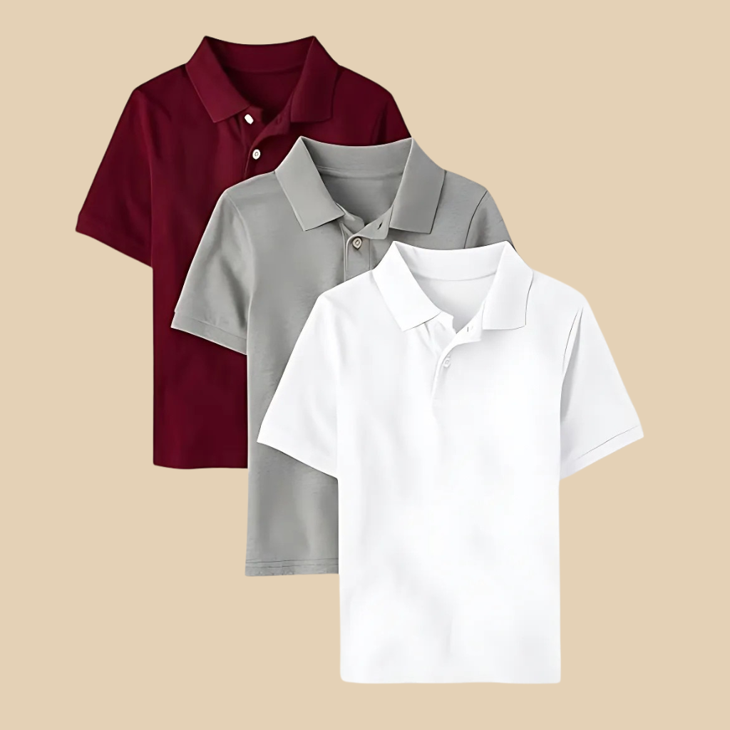 Pack Of 3 Boys Short Sleeve Pique Polo T Shirts