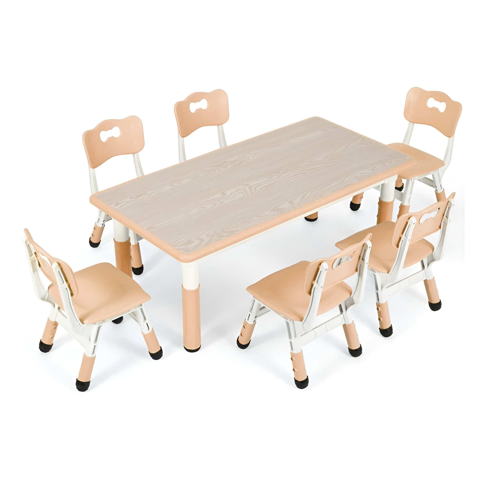 Kids Adjustable Table And 6 Chairs Set