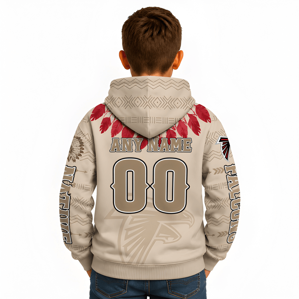 Personalized Native American Heritage Printed Atlanta Falcons Kids Football Hoodie