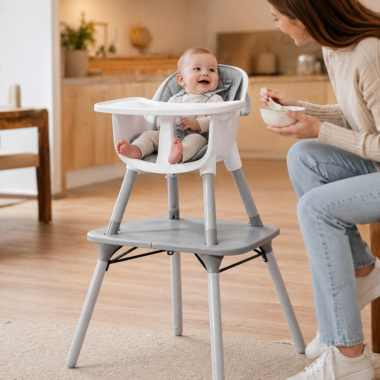 Kids 4 In 1 Convertible High Chair Set