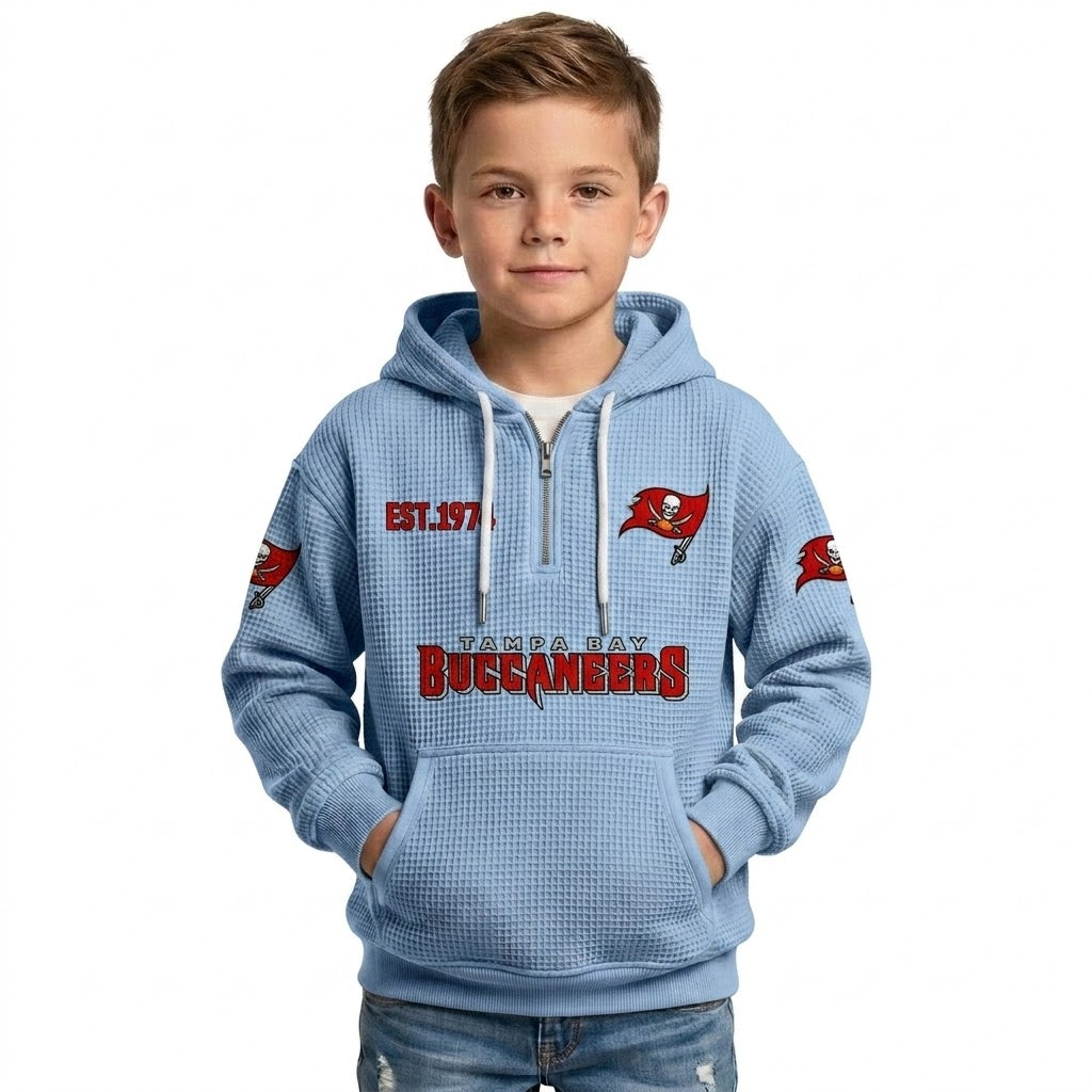 Buccaneers EST 1974 Quarter Zip Waffle Kids Hoodie