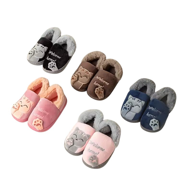 Kids Furry Cartoon Design House Shoes
