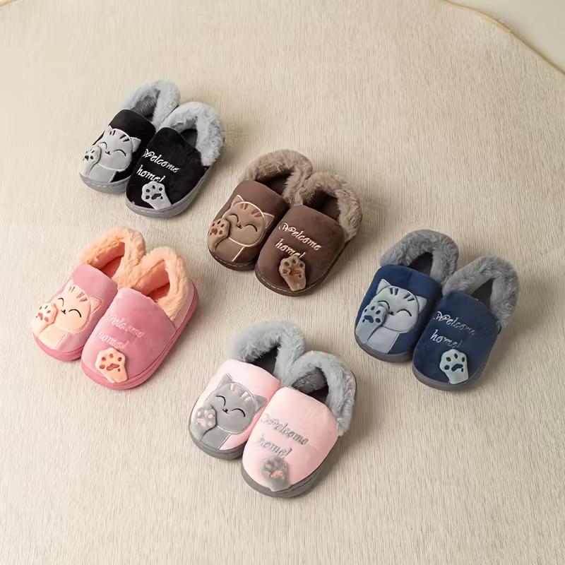 Kids Furry Cartoon Design House Shoes