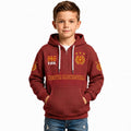 FIFA 2026 North Macedonia Printed Waffle Quarter Zip Kids Football Fan Hoodie