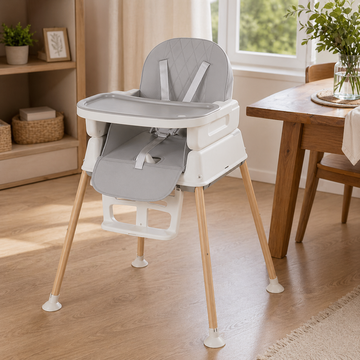7 In 1 Foldable High Chair With Adjustable Height And Tray