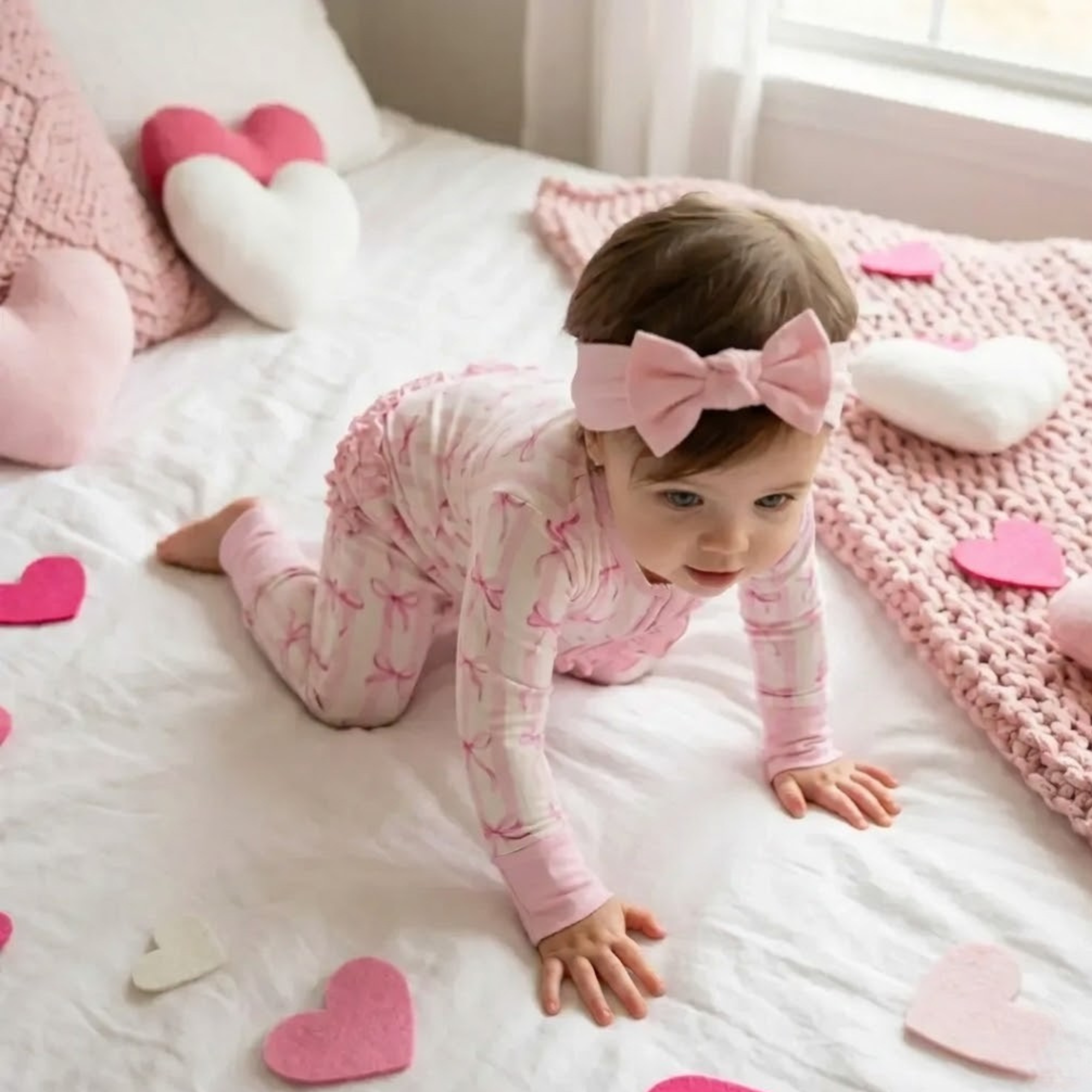 Kids Ribbon Design Ruffle Zippy Pajama Set