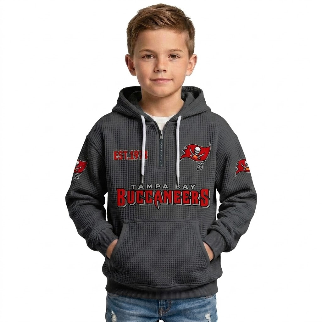Buccaneers EST 1974 Quarter Zip Waffle Kids Hoodie