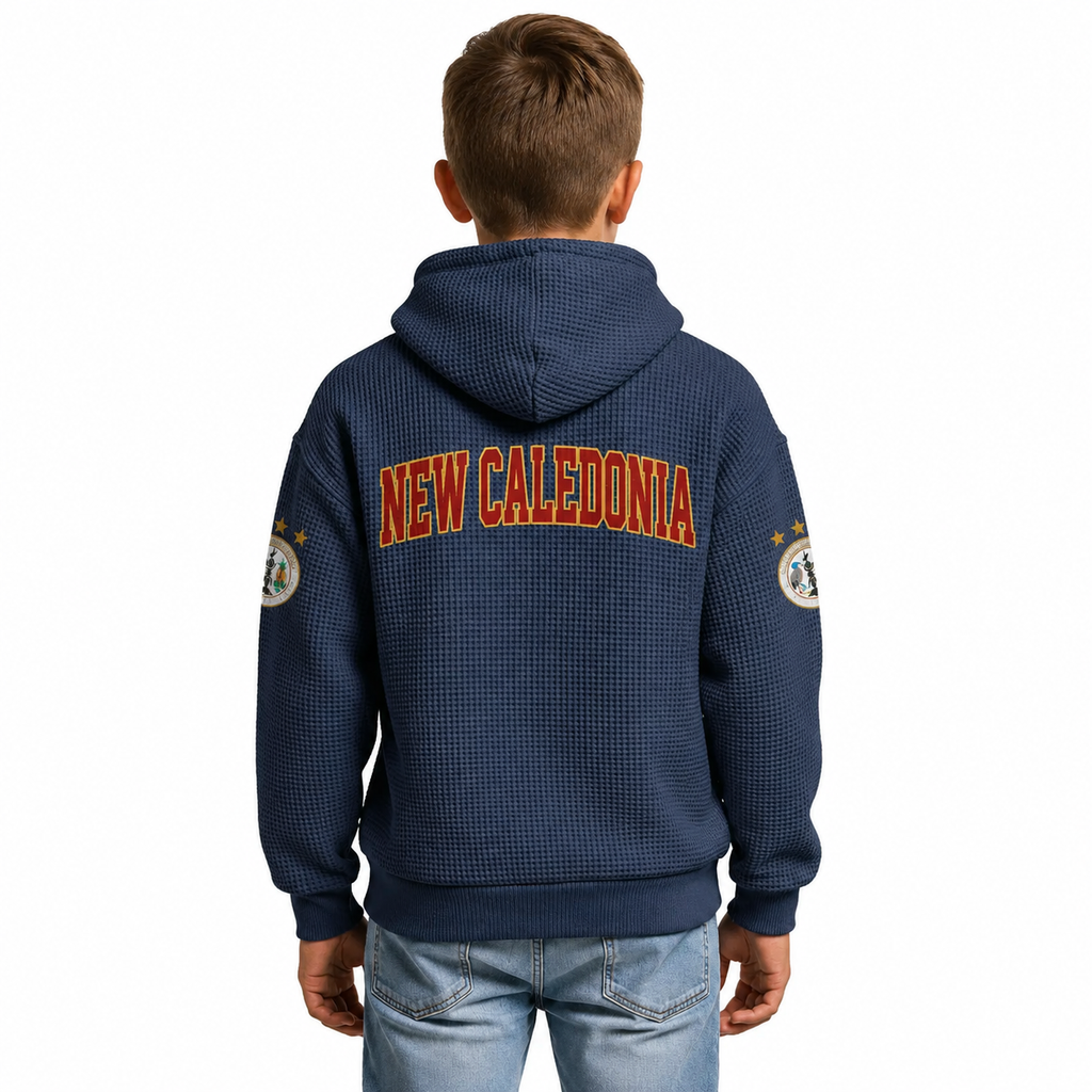 FIFA 2026 Caledonia Printed Waffle Quarter Zip Kids Football Fan Hoodie