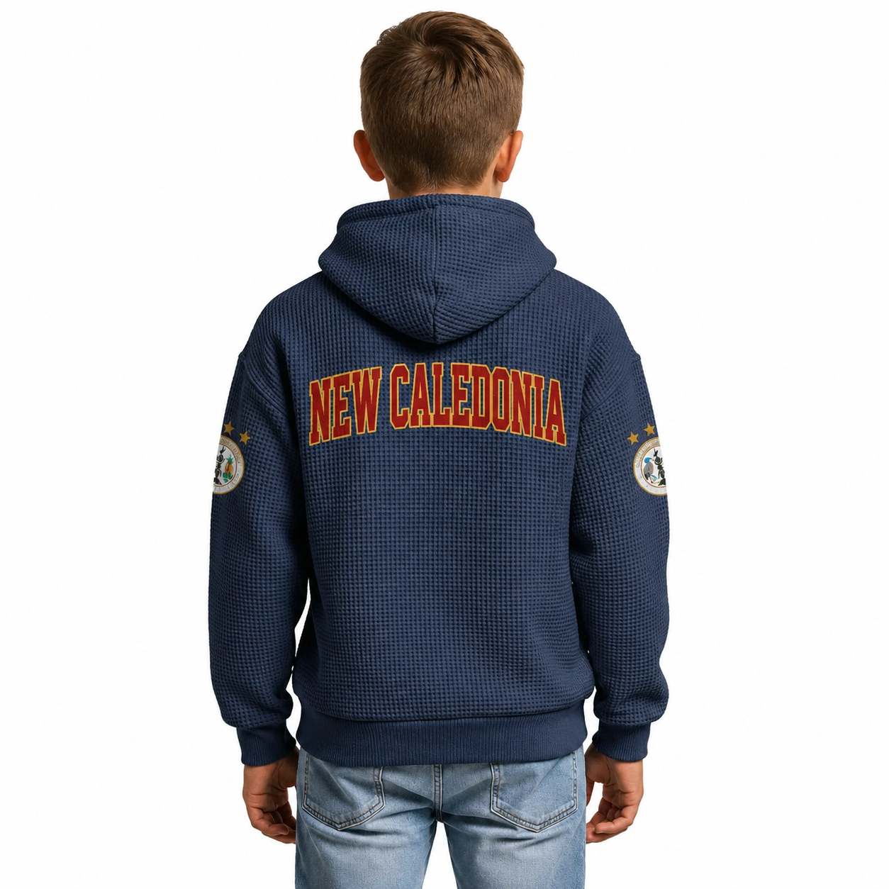FIFA 2026 Caledonia Printed Waffle Quarter Zip Kids Football Fan Hoodie