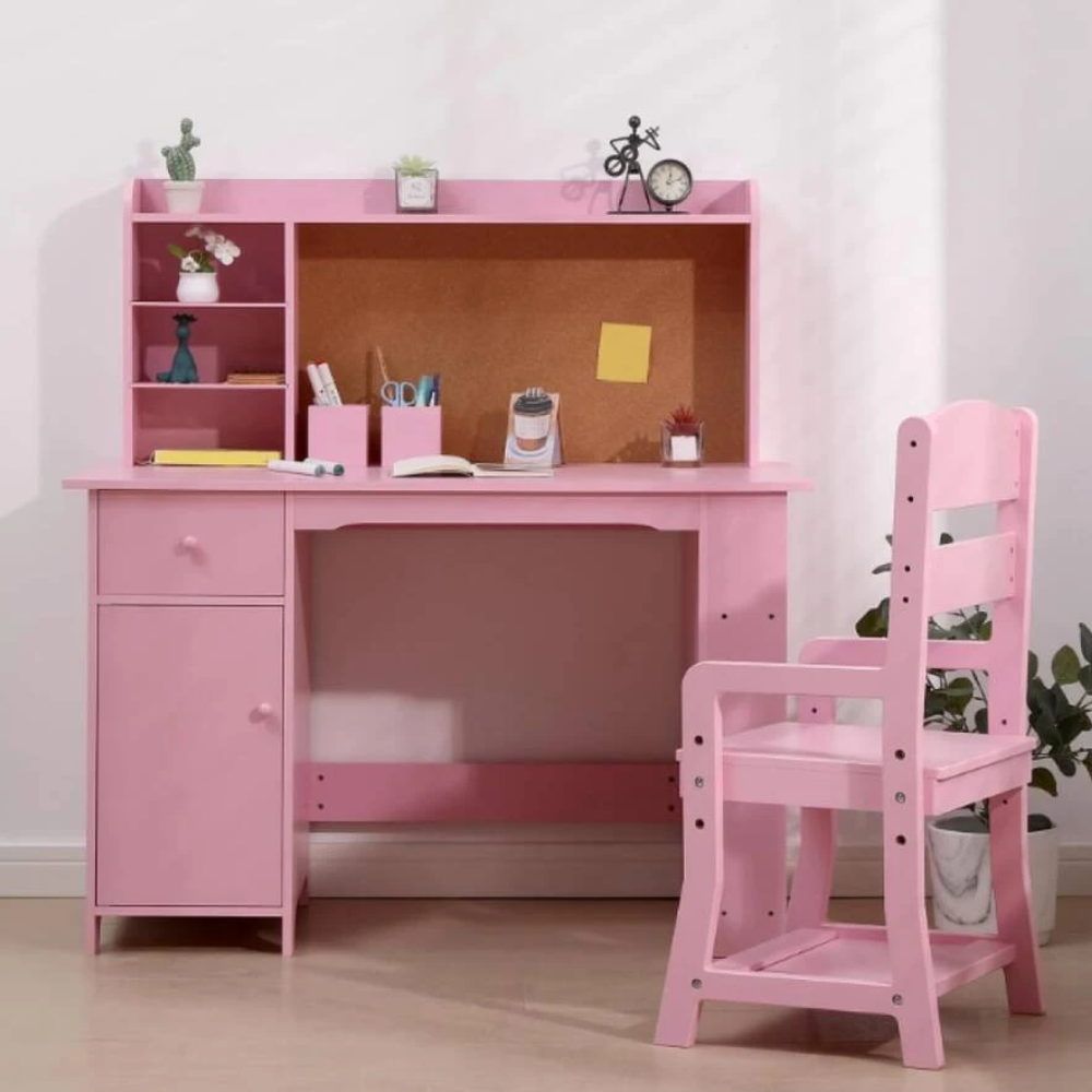 Kids Writing Desk With Bookshelf And Chair