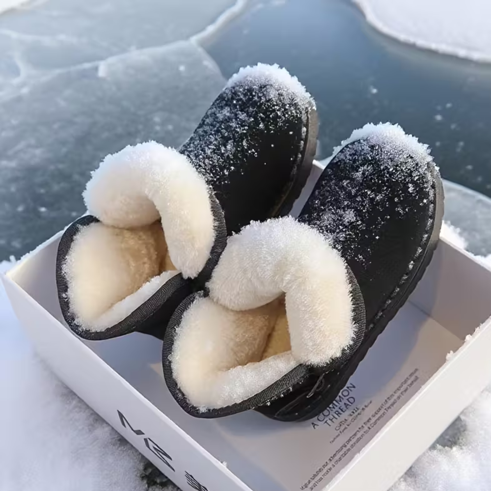 Girls Round Front Solid Fabric Winter Boots