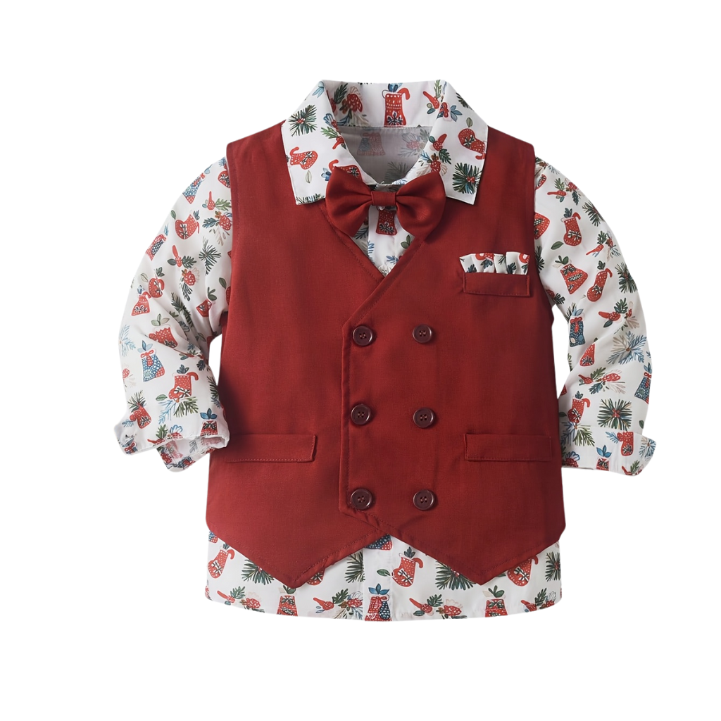 Baby Boys 3 Piece Of Classic Shirt Vest And Pants Formal Outfit Set
