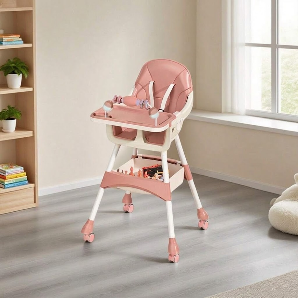 Babies And Toddlers Portable Multi Functional High Chair Lock Wheels