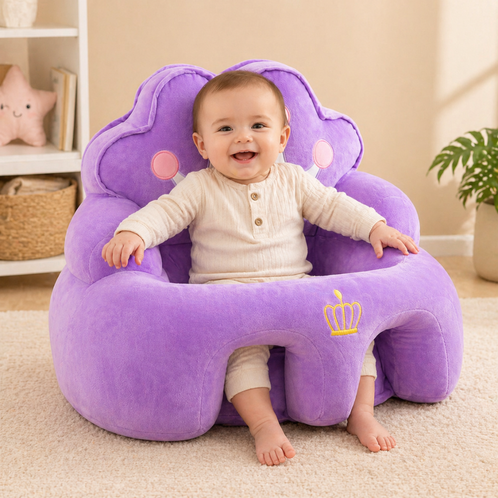Soft Cushion Baby Sitting Chair With Crown Shaped Backrest