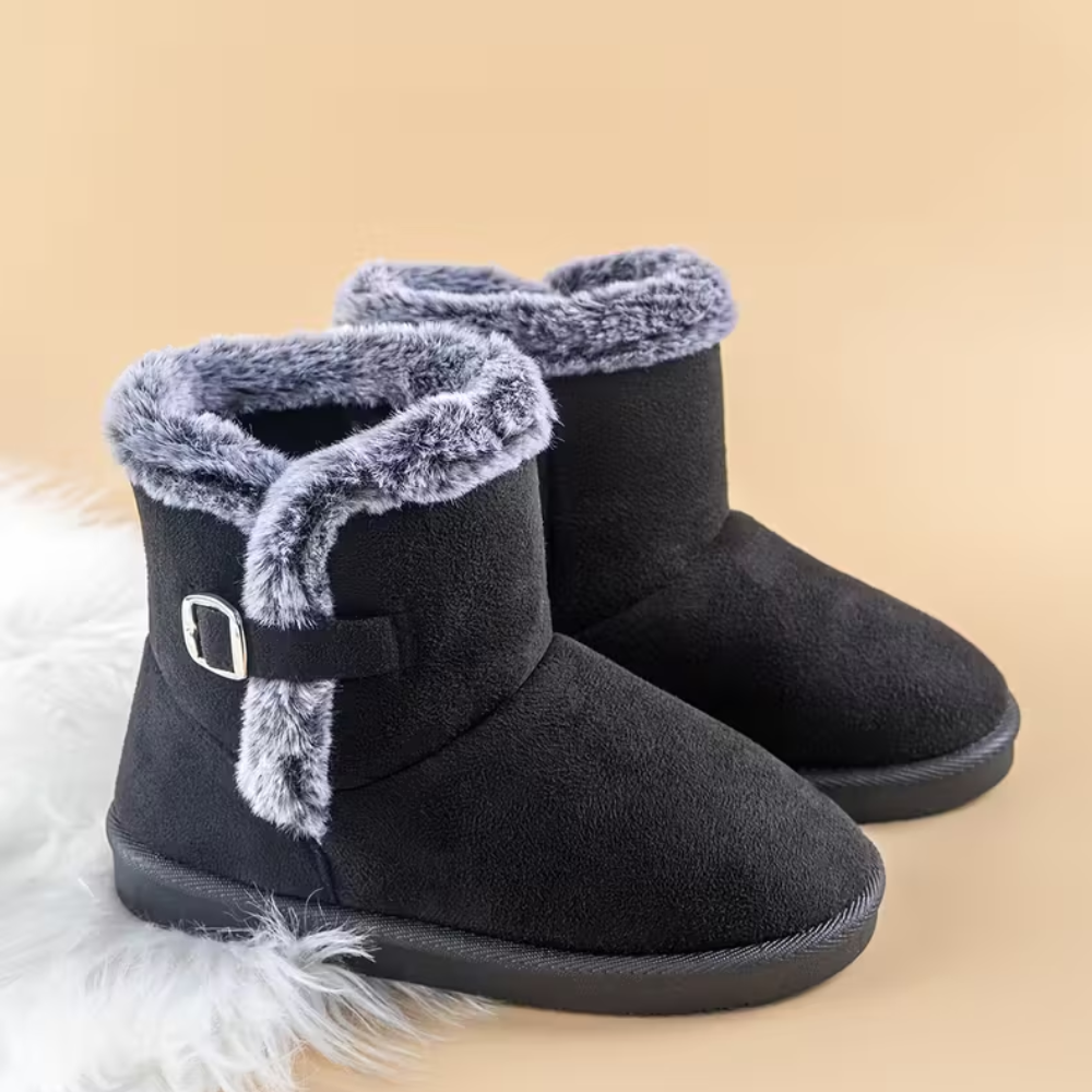 Kids Faux Suede Winter Snow Boots With Non Slip Sole