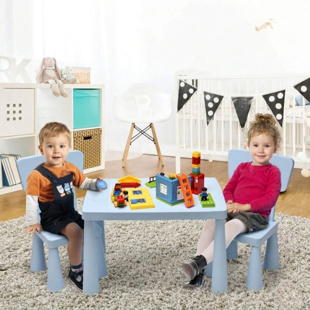 Table And Chair Set With 2 Seats For Kids Study And Dining