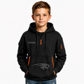 New England Patriots Football Team Kids Themed Hoodie With Half Zip