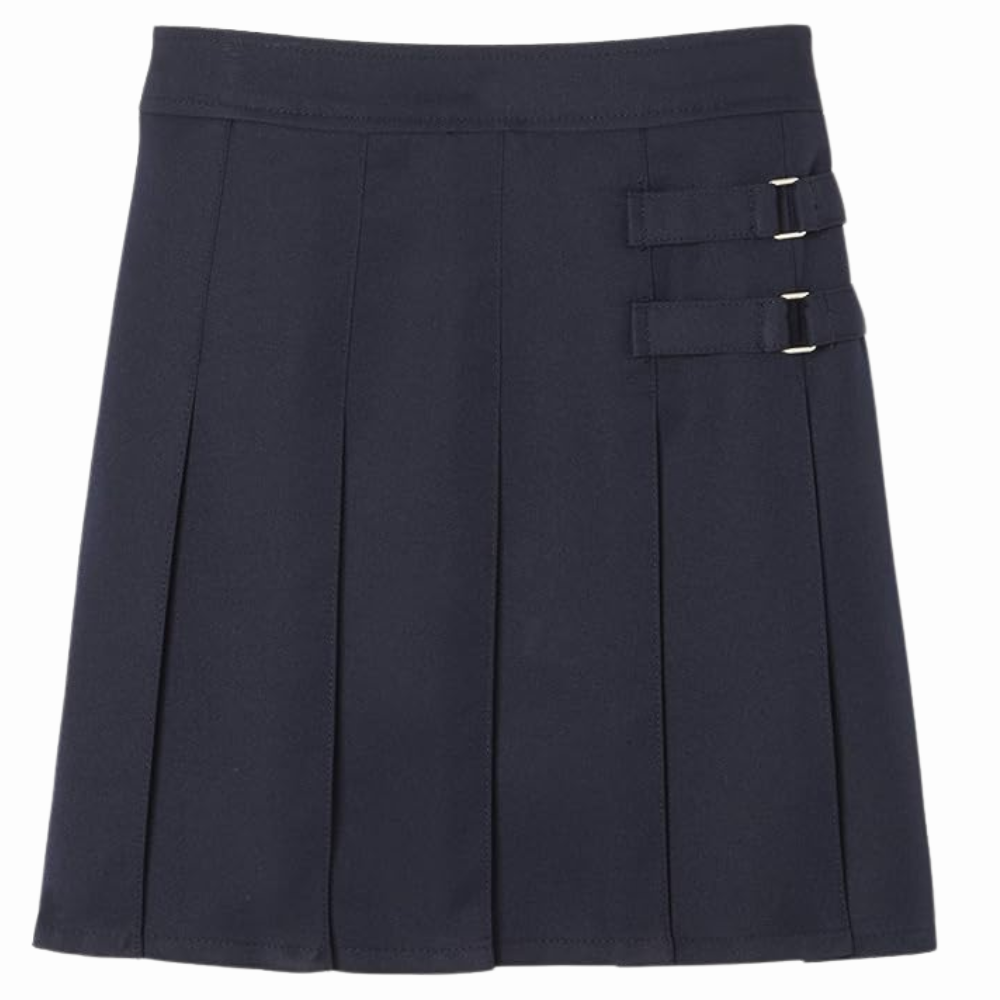 Girls Adjustable Waist Front Pleated Scooter Skirt With Built In Shorts