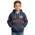 Boston Red Sox EST 1901 Kids Baseball Fan Printed Waffle Quarter Zip Hoodie