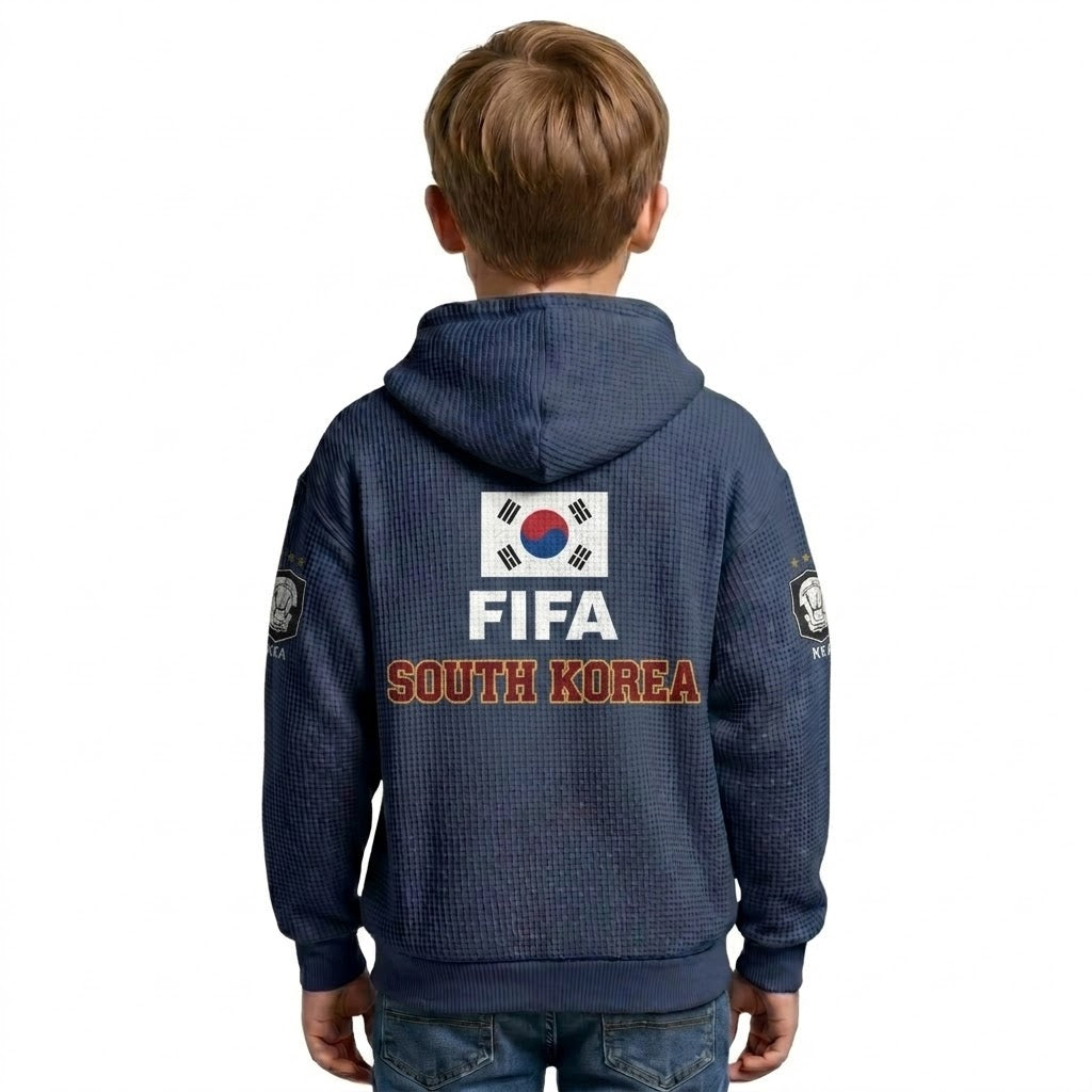 FIFA 2026 South Korea Printed Waffle Quarter Zip Kids Football Fan Hoodie
