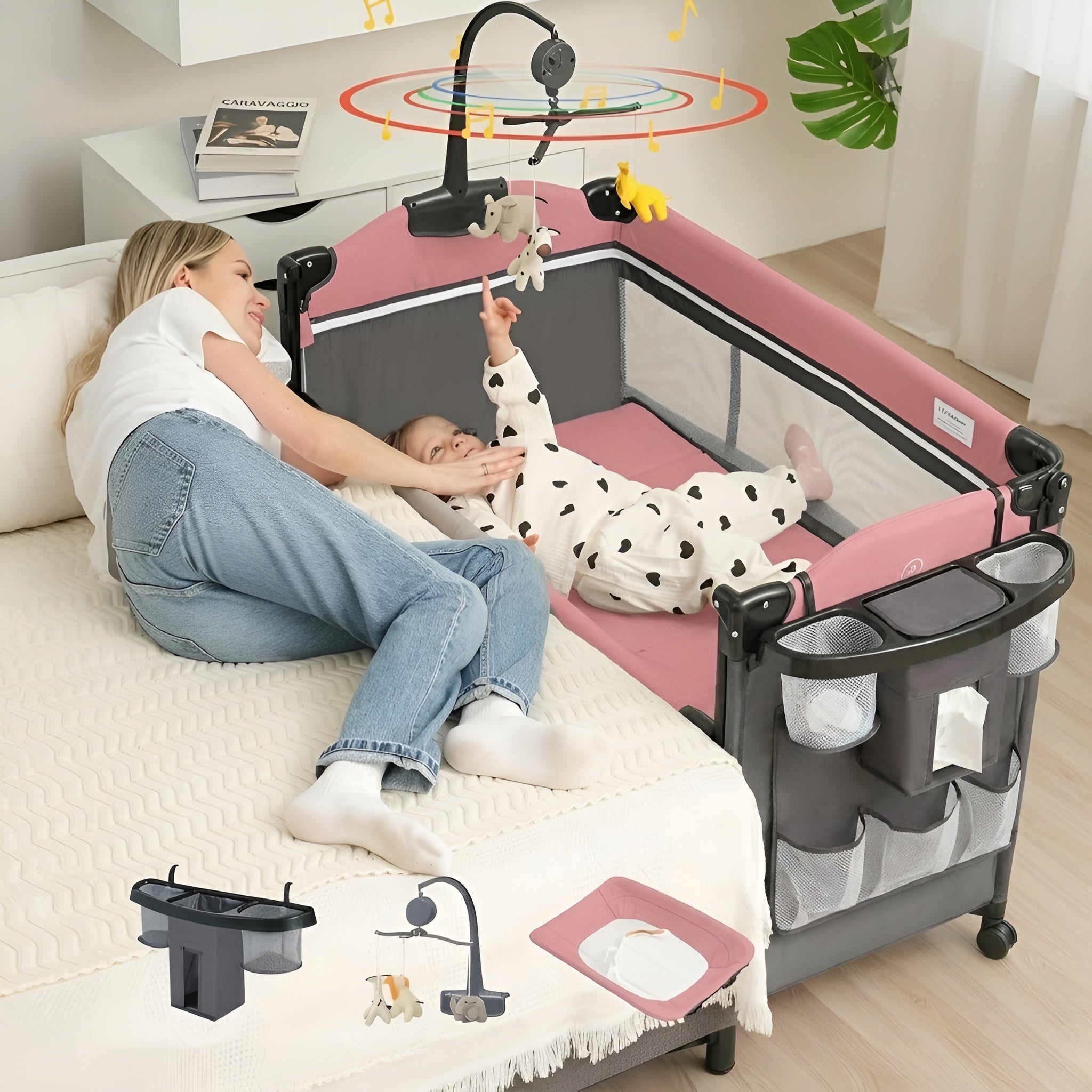 Newborn Toddler 5 In 1 Baby Changing Playpen Crib And Playard
