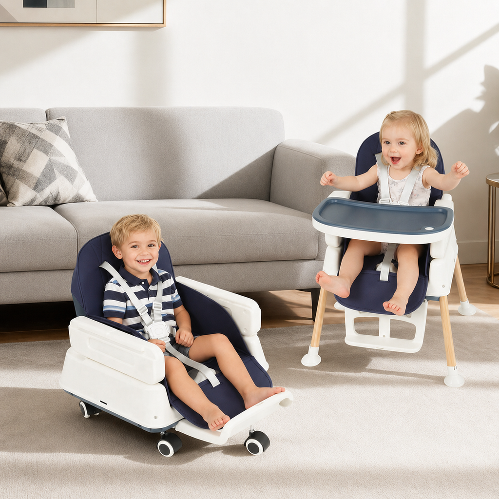 7 In 1 Foldable High Chair With Adjustable Height And Tray