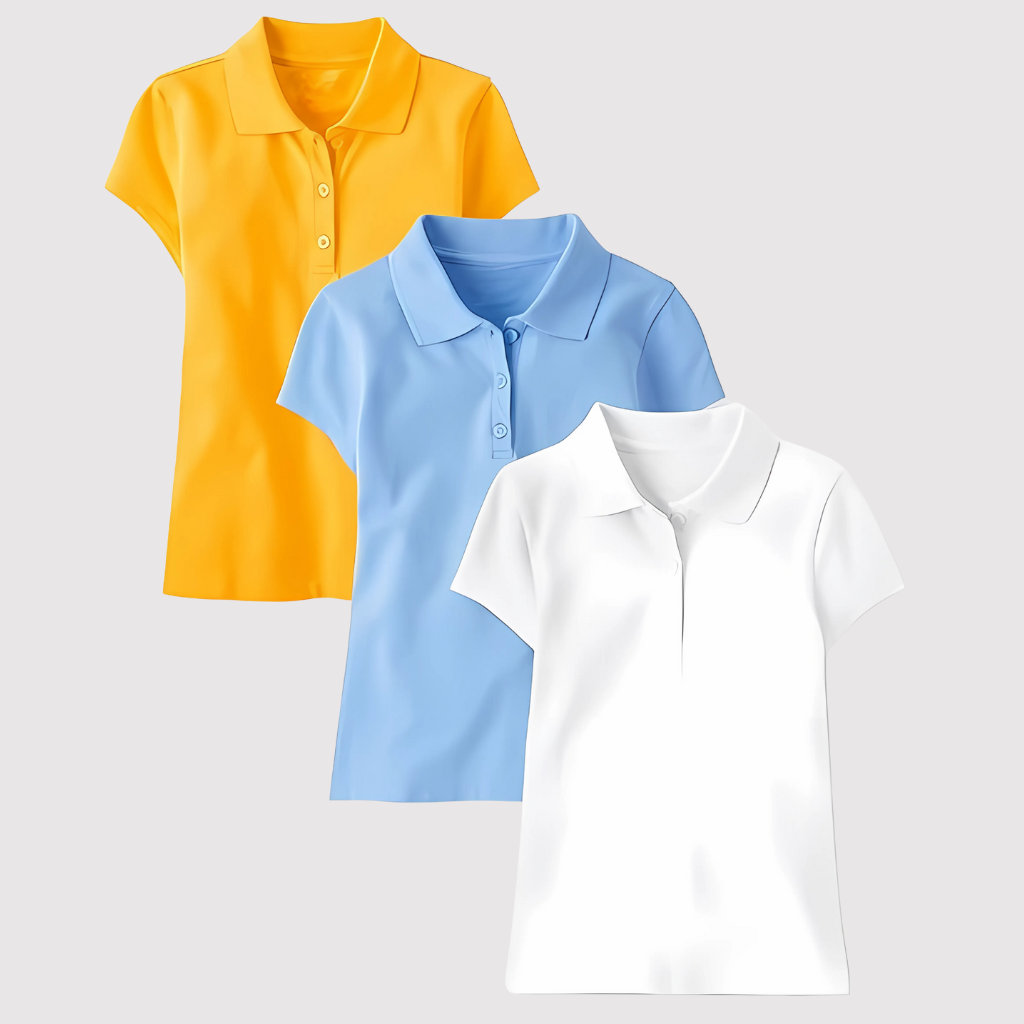 Pack Of 3 Short Sleeve Pique Polo Shirt