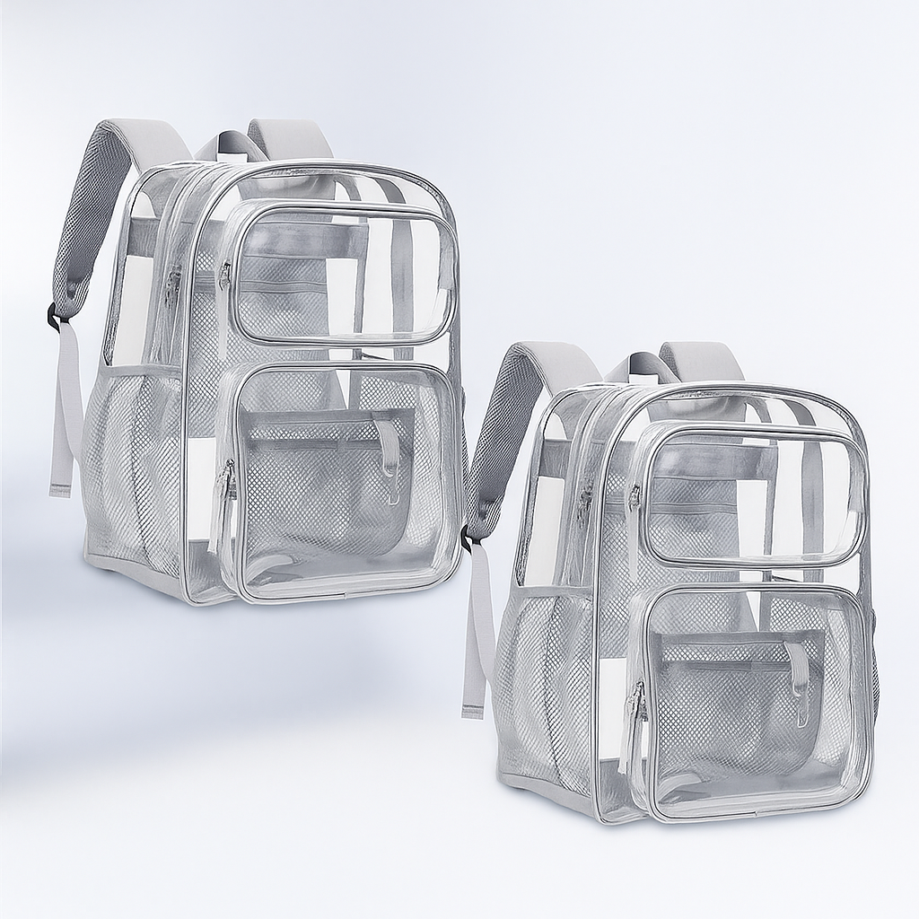 2 Pair Of Large Heavy Duty Clear Bookbag